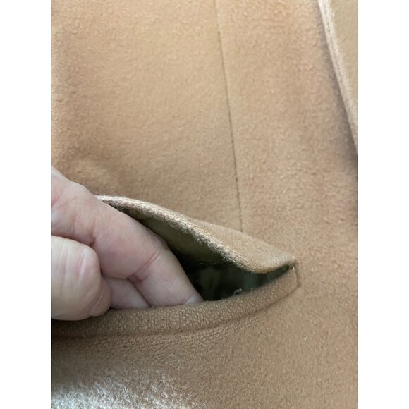 Egon Von Furstenberg Double-Breasted Overcoat Tan Wool Cashmere Size 42 R - Picture 5 of 15